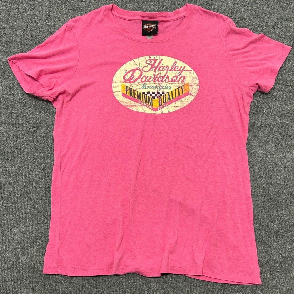 Harley Davidson T-Shirt Womens XXL Pink Graphic Short Sleeve Smoky Mountain Tee